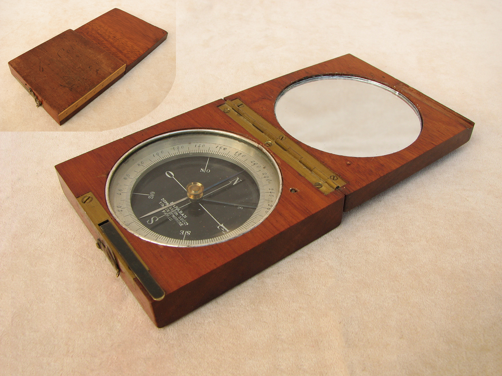 19th century French pocket compass signed BARABAN, DUPRESSOIR SUCCr, PARIS